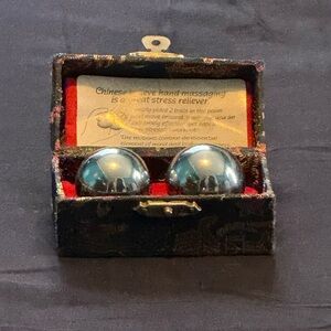 Vintage Chinese Hand Massage Exercise Balls in Ornate Box